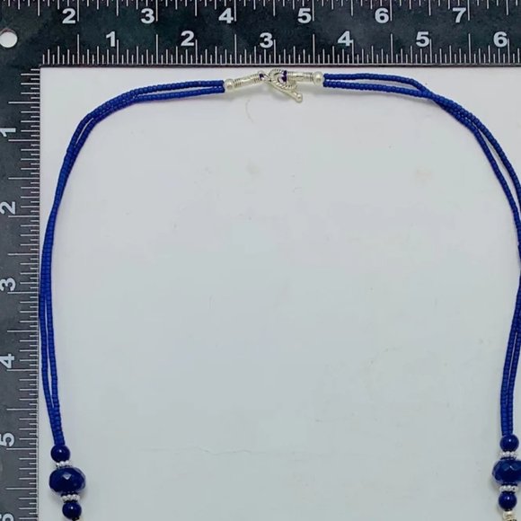 Lapis Lazui Nepalese Triangular Pendant Necklace, Lapis Lazuli Necklace - Picture 7 of 8